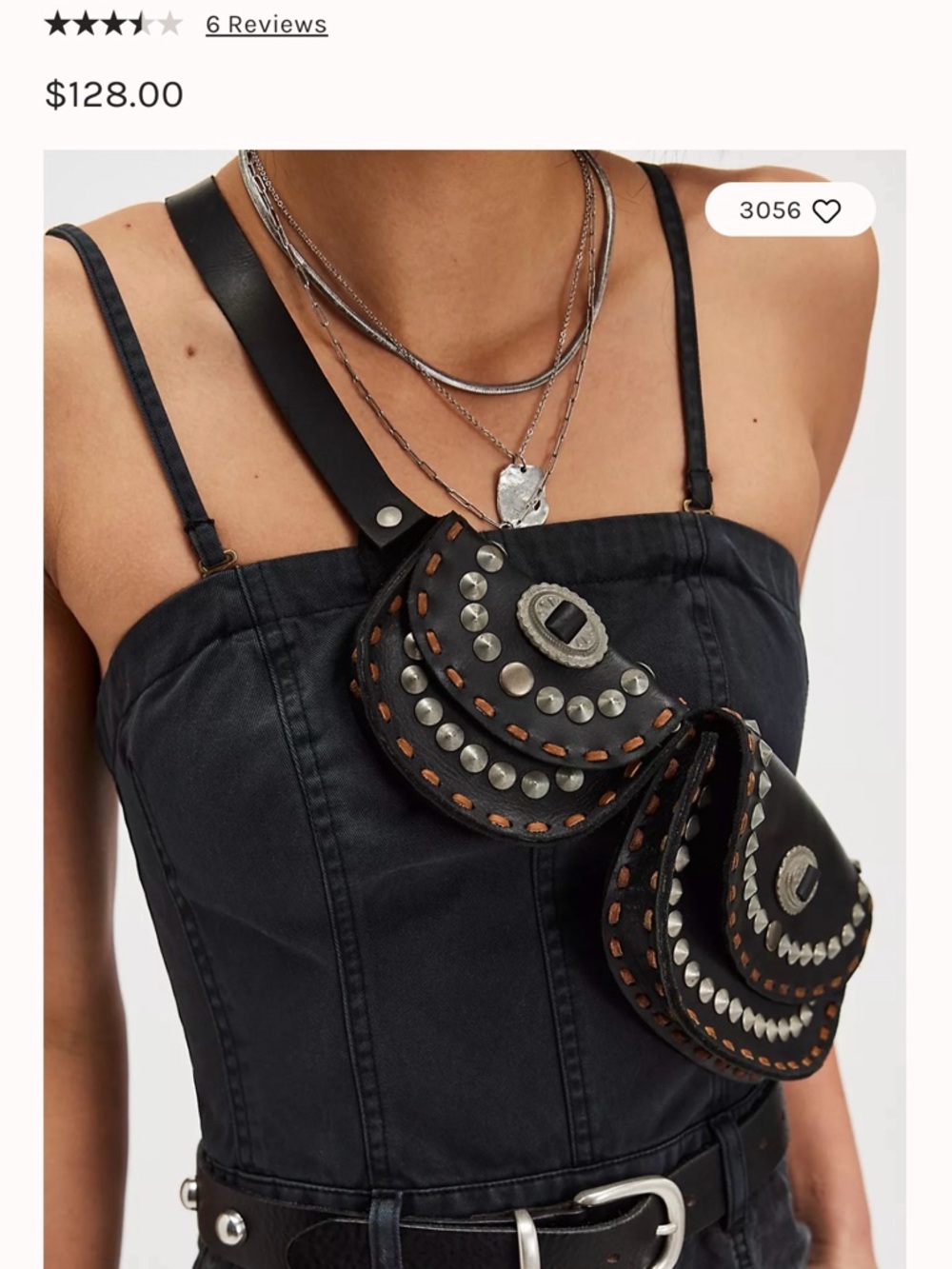 Free People Lucky Stars Pocket Belt Leather 🔥 Size S-M - Picture 2 of 5